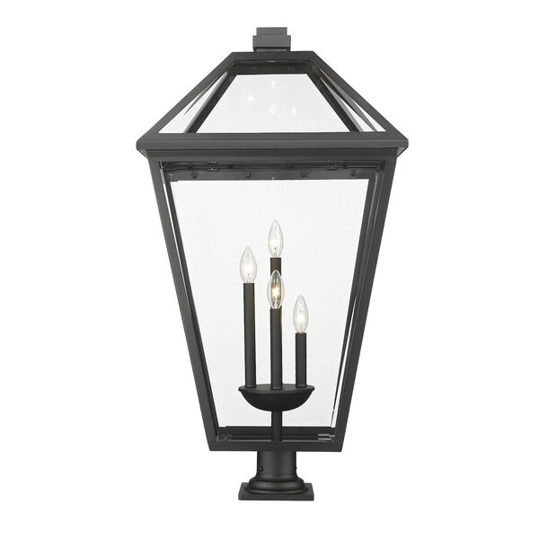Talbot 37-Inch Four-Light Outdoor Pier Mounted Fixture with Clear Beveled Shade, image 1