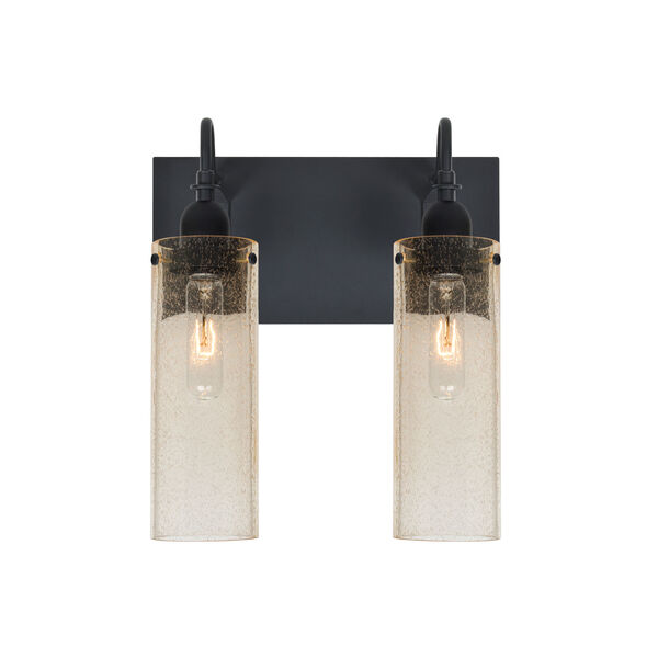 Juni Black Two-Light Vanity with Gold Bubble Shade, image 1