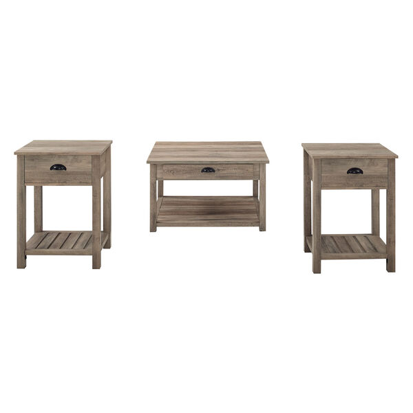 Grey Wash Coffee Table and Side Table Set, 3-Piece, image 2