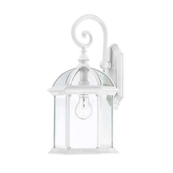 Boxwood White Finish One Light Outdoor Wall Sconce with Clear Beveled Glass, image 1