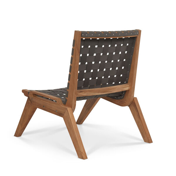 Draper Grey Woven Fabric Teak Outdoor Woven Chat Chair, image 2