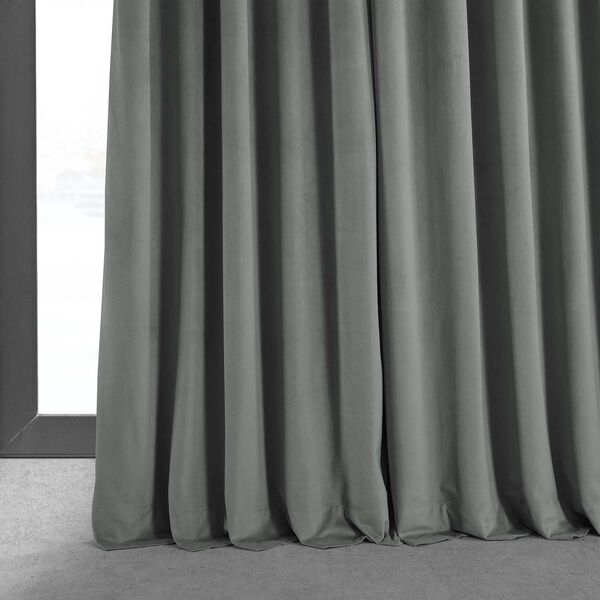 Signature Silver Grey Double Wide Velvet Blackout Pole Pocket Single Panel Curtain 100 x 84, image 6