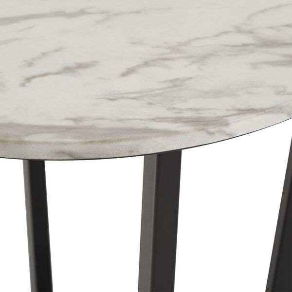 Danica White Faux Marble End Table, image 2