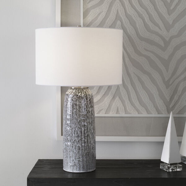 Static Black, White and Brushed Nickel One-Light Table Lamp, image 2
