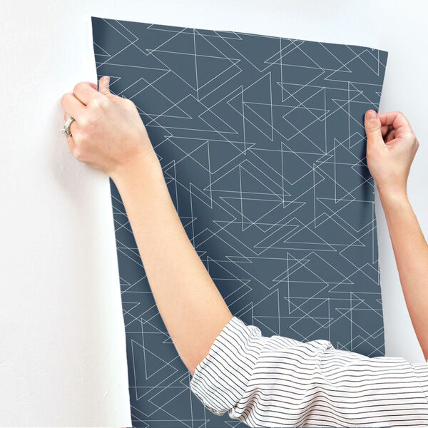 Triangulation Navy Peel and Stick Wallpaper, image 5