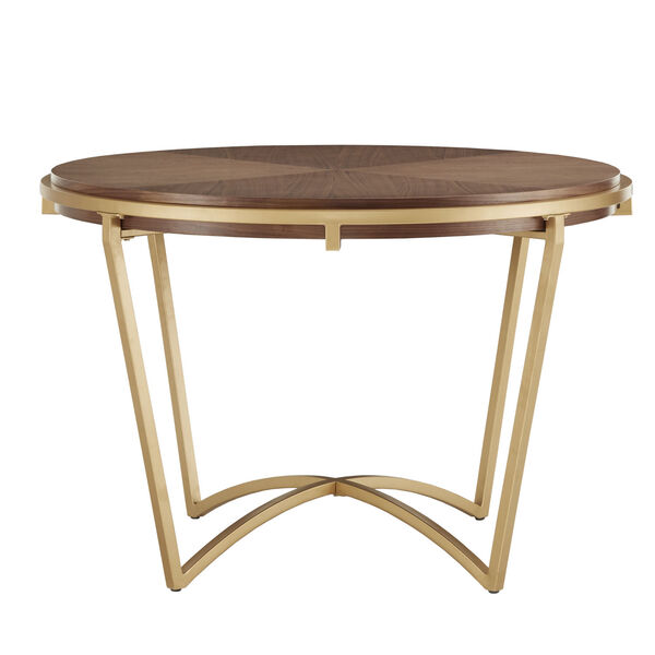 Minnie Gold and Natural Dining Table with Metal Base, image 2