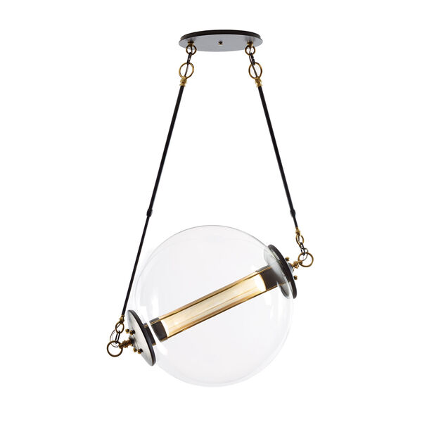 Otto Brass with Black Two-Light 28-Inch Pendant with Clear Glass, image 1