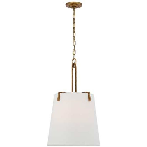 Clifford Gilded Iron Four-Light Pendant with Linen Shade by Marie Flanigan, image 1