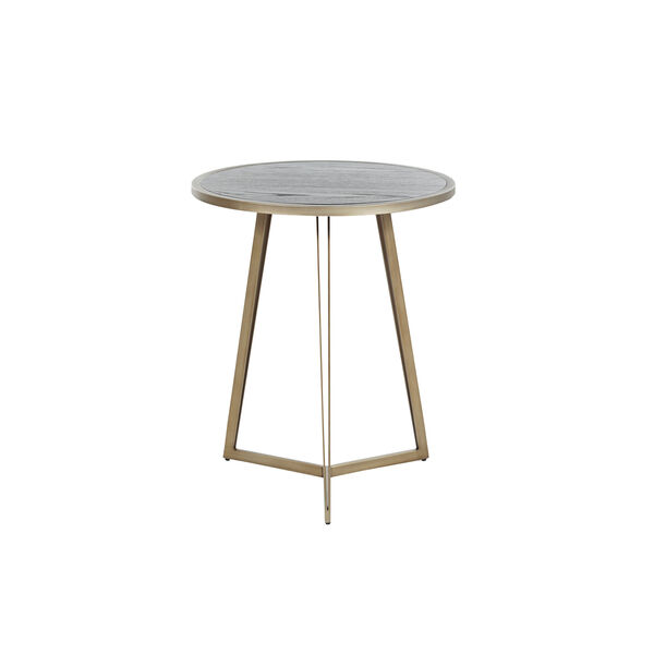 Caswell Dark Gray Cerused Oak And Light Bronze Gold End Table, image 1