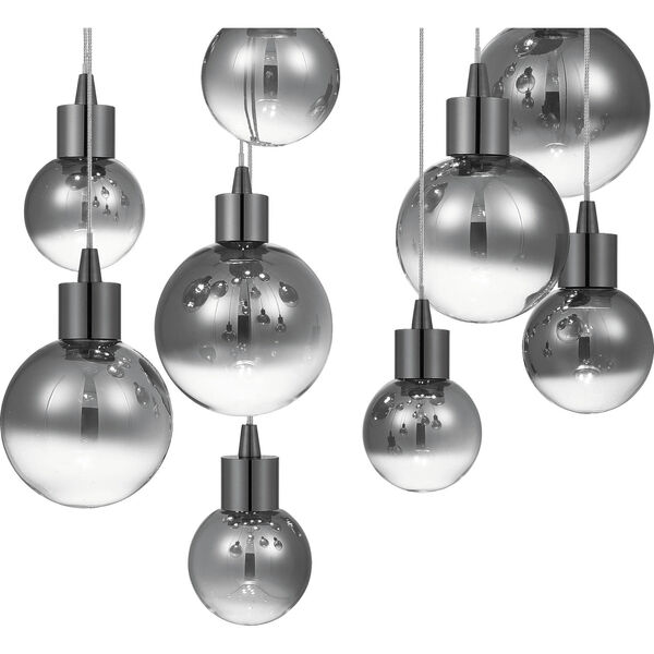 Shadow Black Chrome Integrated LED One-Light Island Chandelier with Smoked Glass, image 4