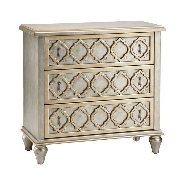 Naomi Hand-Painted Champagne and Silver Chest, image 1