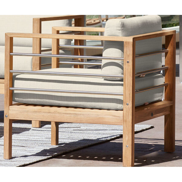 SoHo Natural Teak Outdoor Club Chair with Sunbrella Canvas Cushion, image 2