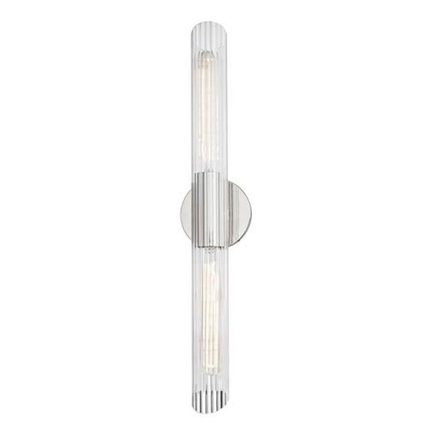 Leon Polished Nickel 25-Inch Two-Light Wall Sconce, image 1