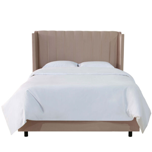 Full Shantung Dove 61-Inch Pleated Wingback Bed, image 3