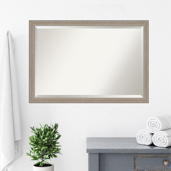 Gray Wood Frame Bathroom Vanity Wall Mirror, image 5