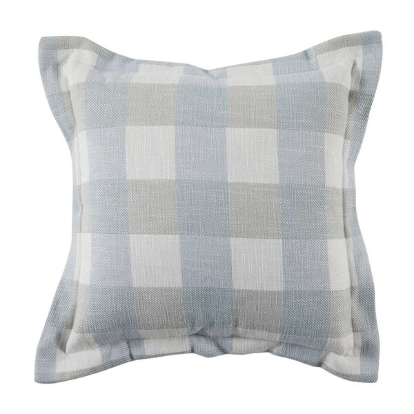 Plaid Chambray 20 x 20 Inch Pillow with Pinstripe Double Flange, image 1