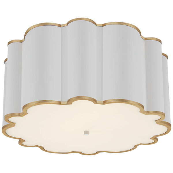 Markos Grande Flush Mount in White and Gild with Frosted Acrylic by Alexa Hampton, image 1
