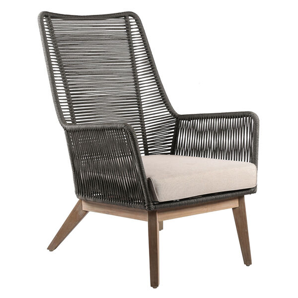 Explorer Marco Polo Lounge Chair in Eucalyptus Wood and Mixed Grey, image 1
