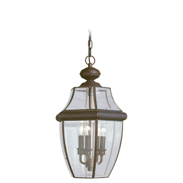 Curved Beveled Bronze Outdoor Hanging Pendant, image 1