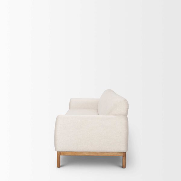 Hale Medium Brown Wood and Oatmeal Fabric Sofa, image 3