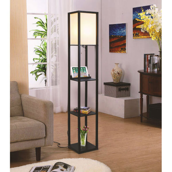 Maxwell Classic Black LED Floor Lamp with Wireless Charging, image 6