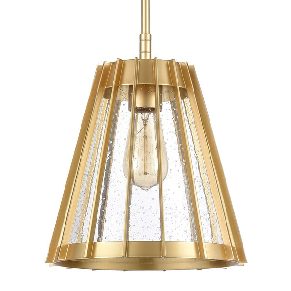 Open Louvers Champagne Gold One-Light Pendant, image 4