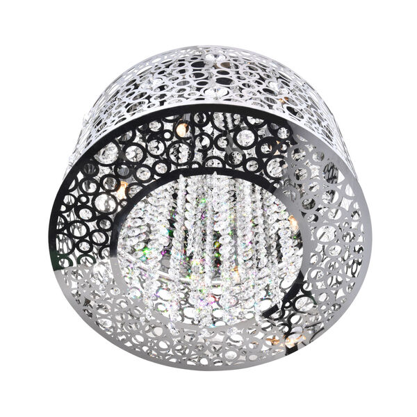 Bubbles Chrome Six-Light Drum Shade Chandelier with K9 Clear Crystals, image 2