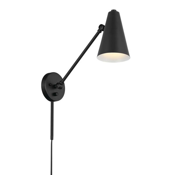 Sylvia Black 20-Inch One-Light Wall Sconce with Black Shade, image 1