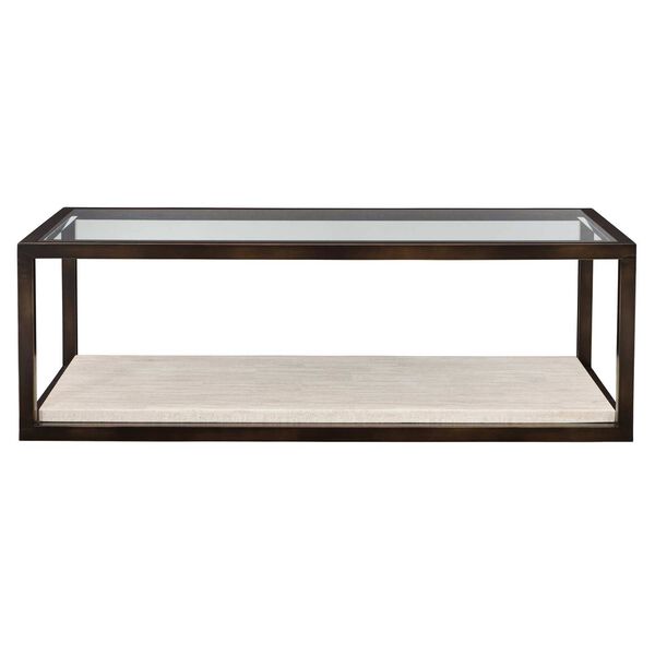 Kinsley White and Bronze Rectangular Cocktail Table, image 1