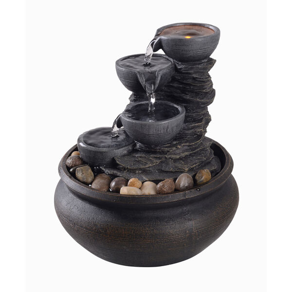 Stone Grey Table Top Fountain with LED Light, image 1