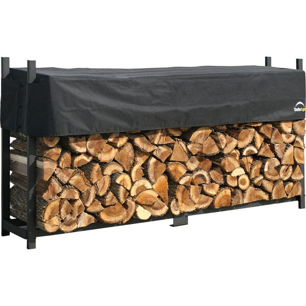 Black 8 Ft. Ultra Duty Firewood Rack with Cover, image 1