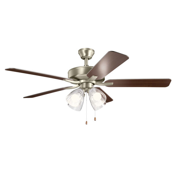 Basics Pro Premier Brushed Nickel 52-Inch Ceiling Fan with Clear Seeded Glass, image 2