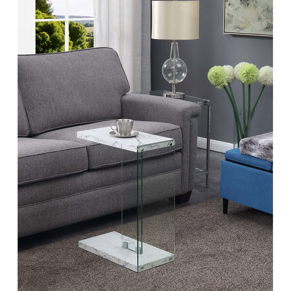 Soho C White Faux Marble 18-Inch End Table, image 1