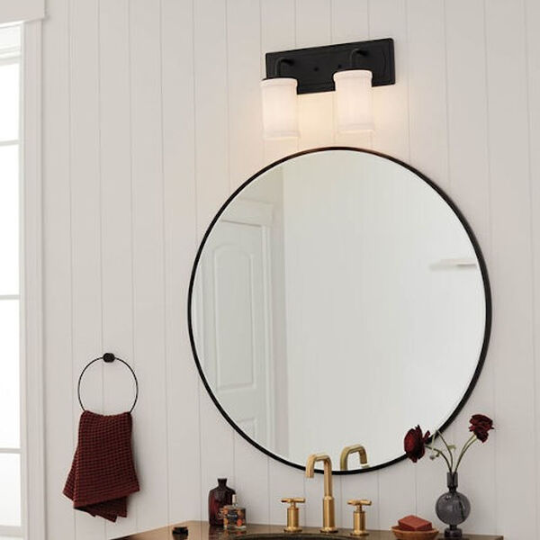 Homestead Textured Black Two-Light Bath Vanity, image 2