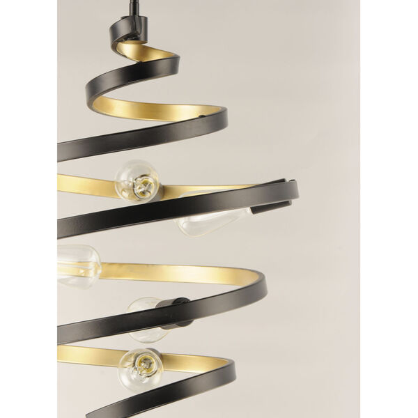 Twister Black and Gold 18-Inch Five-Light Pendant, image 3