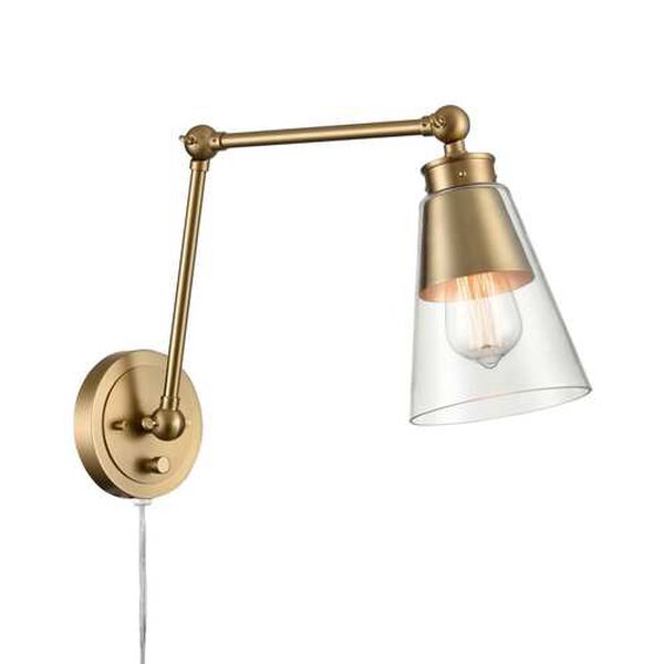 Albany Brushed Gold 16-Inch One-Light Swing Arm Sconce, image 1