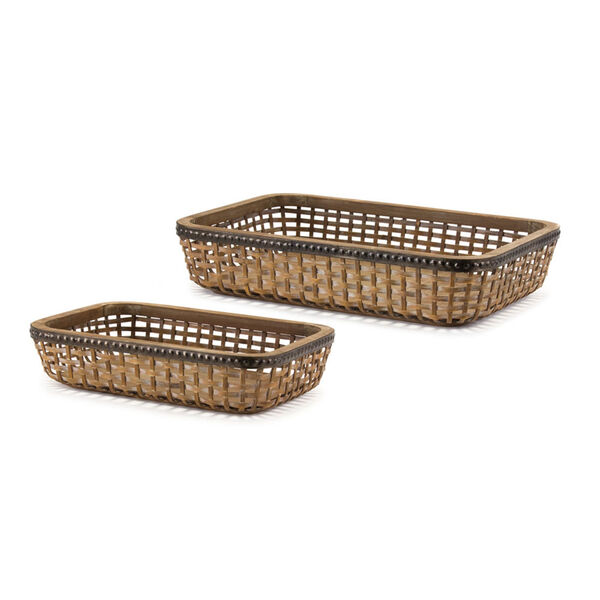 Brown Bamboo Wood Tray , Set of Two, image 1