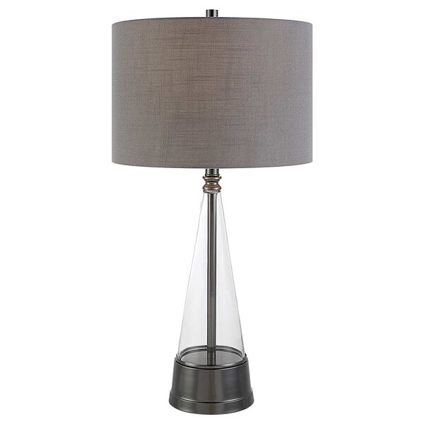 Loring Cone Glass Antique Nickel One-Light Table Lamp, image 1
