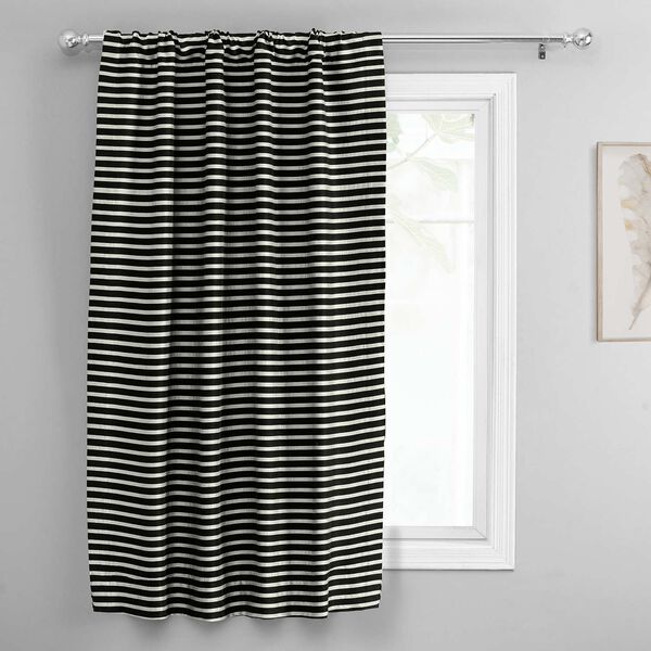 Chic Silver And Black Hand Weaved Cotton Tie-Up Window Shade Single Panel, image 5