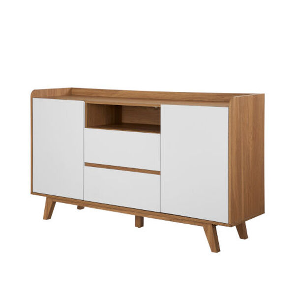 Saturday Solid White and English Oak Two Door Sideboard, image 5