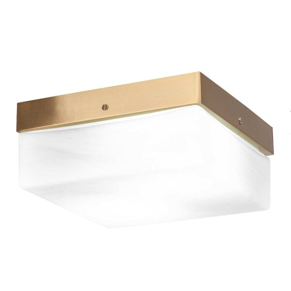 New Age Brass 10-Inch Two-Light Flush Mount with White Marble Glass, image 1