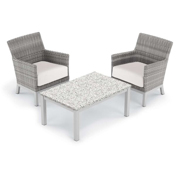 Argento and Travira Ash Eggshell White Three-Piece Outdoor Club Chair and Coffee Table Set, image 1