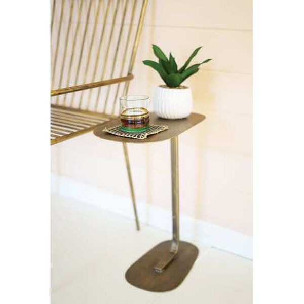 Rattan Wood Antique Brass Accent Cocktail Table, image 2