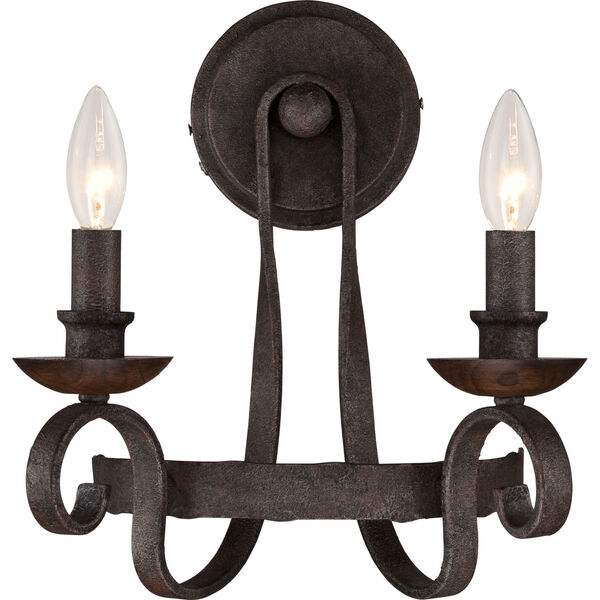 Noble Rustic Black Two-Light Wall Sconce, image 1