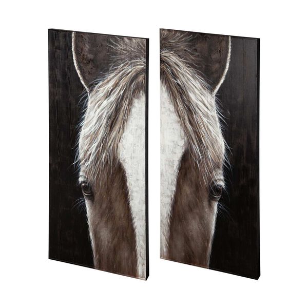 Equus Diptych Horse 30 In. x 60 In. Original Hand Painted Oil Painting, image 1