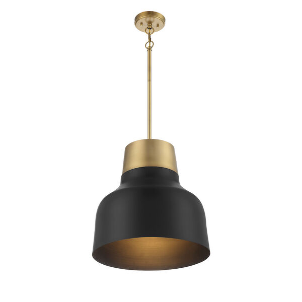 Chelsea Matte Black and Natural Brass 17-Inch One-Light Pendant, image 4