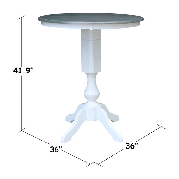 White and Heather Gray 36-Inch Round Top Bar Height Pedestal Table, image 4