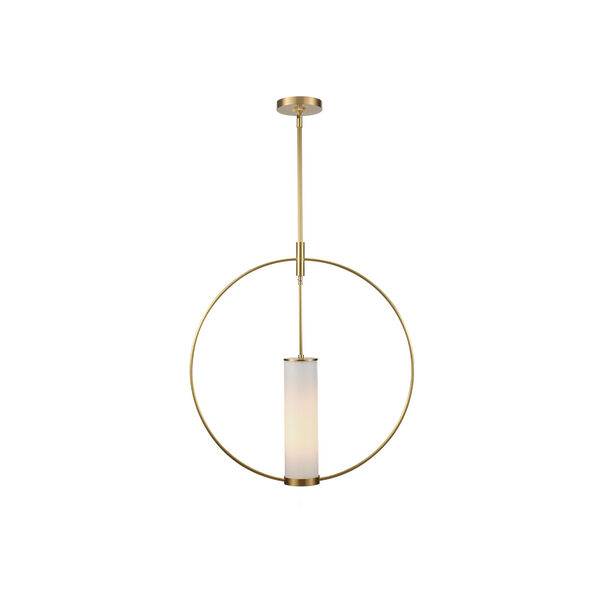 Amor Natural Brass 27-Inch One-Light Mini Pendant with Opal Glass, image 1