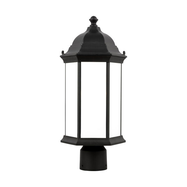 Sevier Black One-Light Outdoor Post Mount with Satin Etched Shade, image 1