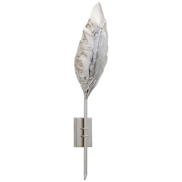 Dumaine Single Pierced Leaf Sconce in Polished Nickel by Julie Neill, image 1